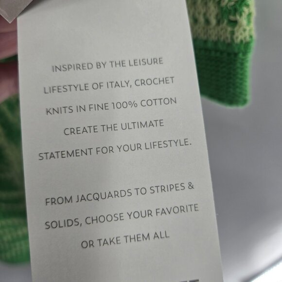 Massive Luxury Green Open Knit Crochet Polo Button Front Short Sleeved Top - Picture 11 of 14